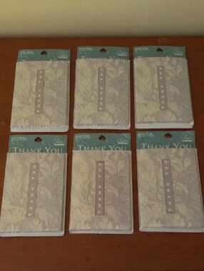 Gray Beige Floral Thank You Card Sets  - Blank Inside